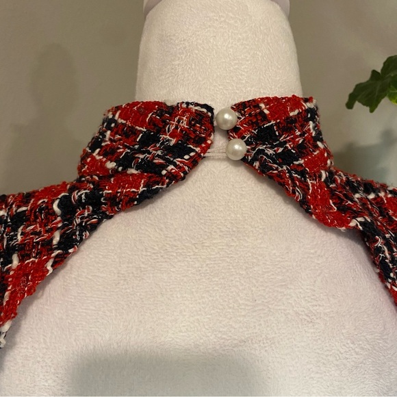 GLAMAKER PLAID BACKLESS SPLIT SLEEVE TWEED BODYCON DRESS size SMALL - Picture 9 of 14